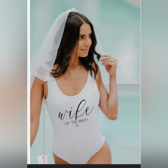 wife of the party bride one piece bathing suit size medium womens bridal bride - Picture 1 of 11
